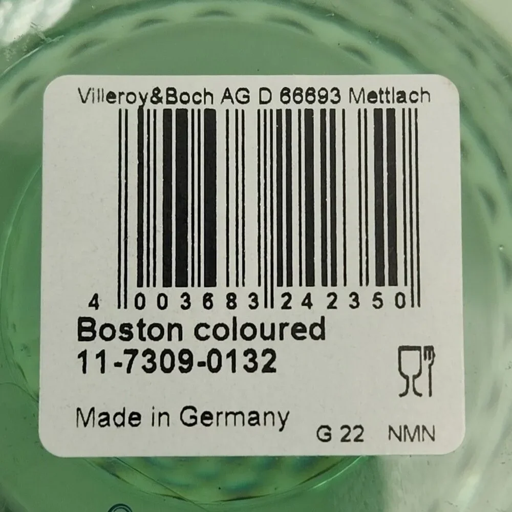 Villeroy & Boch Boston Water Goblet Green Coloured Glass Stemmed NEW
